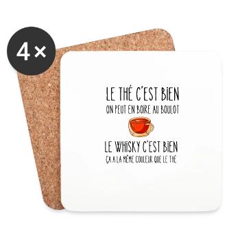 le thé c'est bien - Dessous de verre (lot de 4) - blanc - Devant