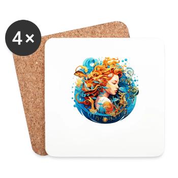 Portez votre signe du zodiaque astrologique avec fierté: Aquari - Dessous de verre (lot de 4) - blanc - Devant