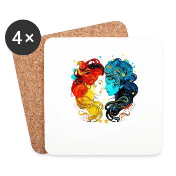 Love Your Zodiac Symbol Gemini Men and Women - Coasters (set of 4) - white - Front