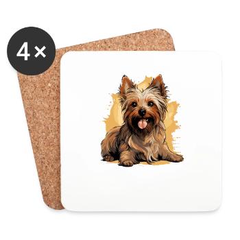 Australian Silky Terrier - Untersetzer (4er-Set) - Weiß - Vorne