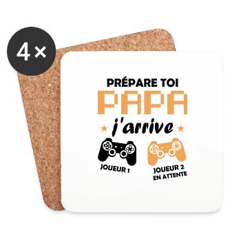 Prépare toi papa j'arrive annonce grossesse papa - Dessous de verre (lot de 4) - blanc - Devant