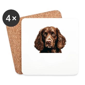 Dog American Water Spaniel - Coasters (set of 4) - white - Front
