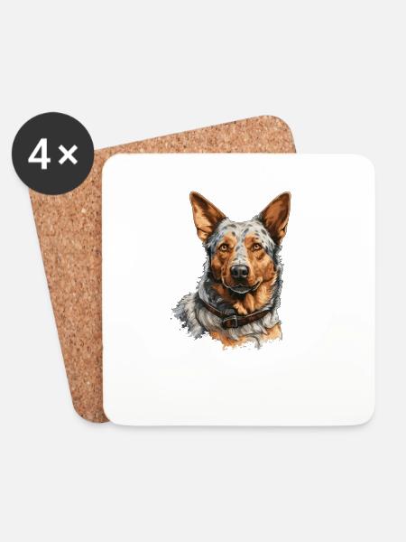 Hund Australian Cattle Dog - Untersetzer (4er-Set) - Weiß