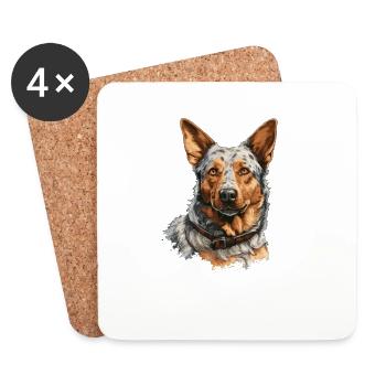 Hund Australian Cattle Dog - Untersetzer (4er-Set) - Weiß - Vorne