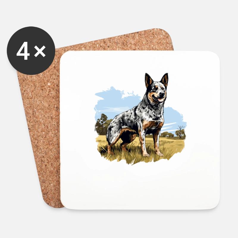 Hund Australian Cattle Dog - Untersetzer (4er-Set) - Weiß