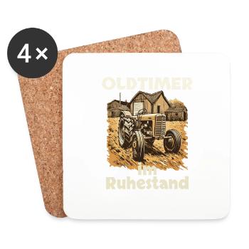Rente 2023 Traktor Oldtimer im Ruhestand - Untersetzer (4er-Set) - Weiß - Vorne