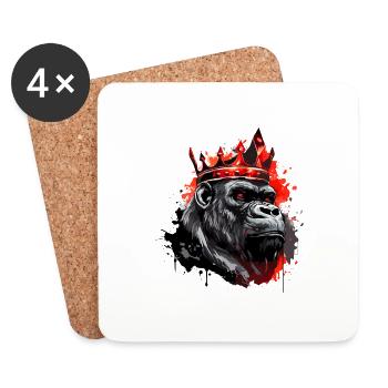 Gorilla Krone König Tier - Untersetzer (4er-Set) - Weiß - Vorne