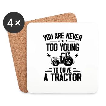 Traktor Traktoren Trecker Geschenk - Untersetzer (4er-Set) - Weiß - Vorne