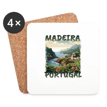 Madeira Portugal im Grunge-Stil - Untersetzer (4er-Set) - Weiß - Vorne