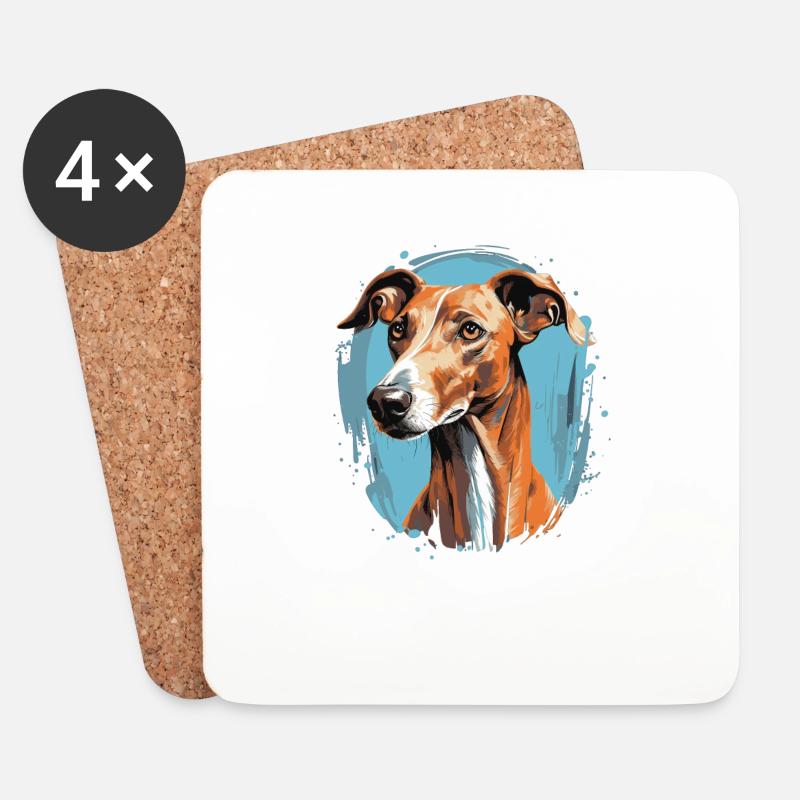 Hund Azawakh - Untersetzer (4er-Set) - Weiß