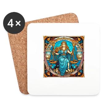 Portez votre signe du zodiaque astrologique avec fierté: Balance - Dessous de verre (lot de 4) - blanc - Devant