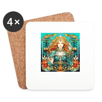 Horoscope Zodiac Graphic - Zodiac Sign Libra - Coasters (set of 4) - white - Front