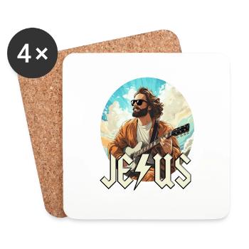 Christ Jesus with electric guitar - Coasters (set of 4) - white - Front