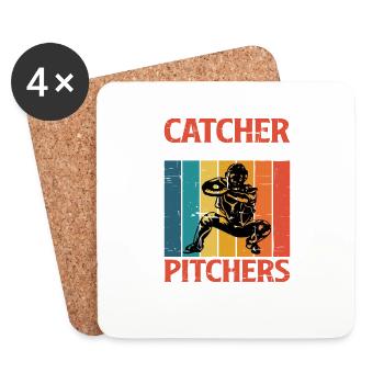Catcher Because Pitchers Need Heroes Too 2 - Untersetzer (4er-Set) - Weiß - Vorne