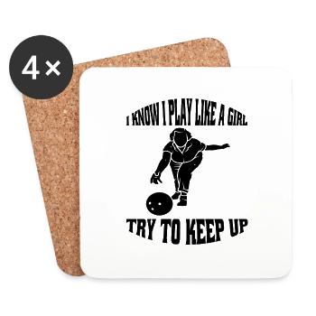 Bowling Skittles Bowler Bowling Club Bowling Club - Coasters (set of 4) - white - Front