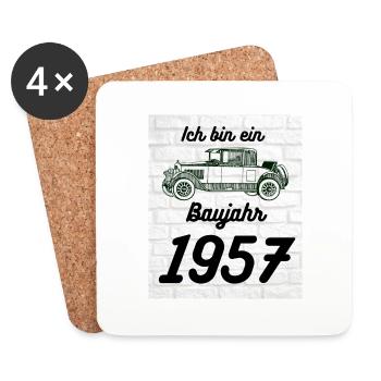 Oldtimer 1957 - Untersetzer (4er-Set) - Weiß - Vorne