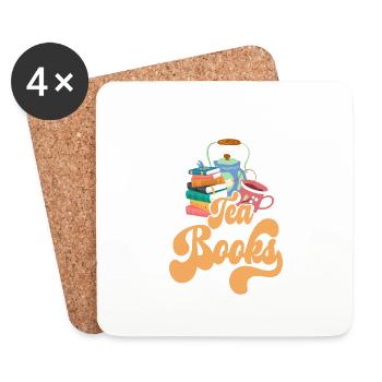 All I Want Is Tea And Books For Teachers - Coasters (set of 4) - white - Front