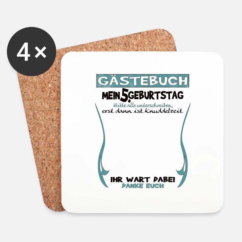 5. Geburtstag Junge & Mädchen Gästebuch - Untersetzer (4er-Set) - Weiß