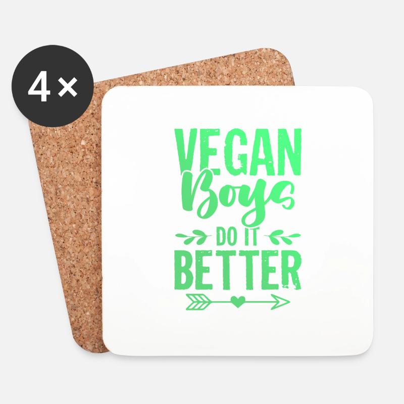 vegan boy - Untersetzer (4er-Set) - Weiß