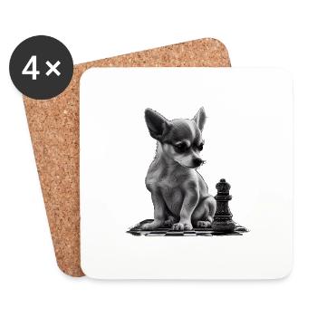 Chihuahua | Schach | Schachspieler Brett Königin - Untersetzer (4er-Set) - Weiß - Vorne
