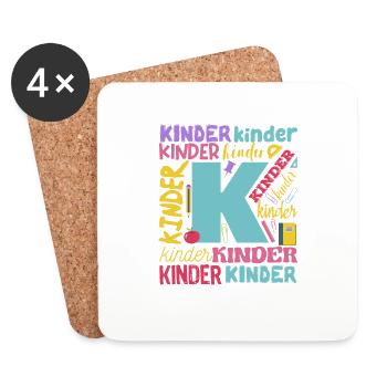 Zurück zur Schule Erster Schultag Typografie - Untersetzer (4er-Set) - Weiß - Vorne