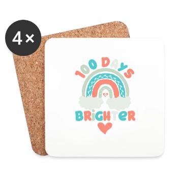 100 Days Brighter Enseignant Élève - Dessous de verre (lot de 4) - blanc - Devant