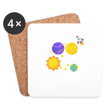Happy 100th Day of School Space Planet Funny - Coasters (set of 4) - white - Front