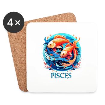 Portez votre signe du zodiaque astrologique avec fierté: Poissons - Dessous de verre (lot de 4) - blanc - Devant