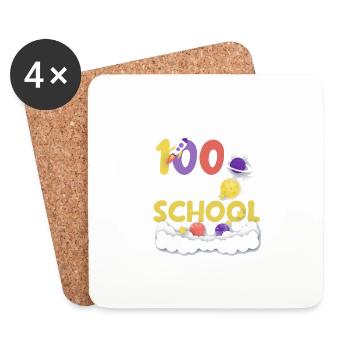 Joyeux 100e jour d’école Space Planet Funny - Dessous de verre (lot de 4) - blanc - Devant