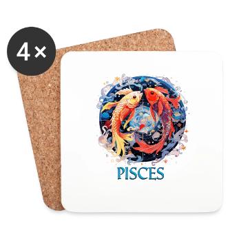 Cool Zodiac Sign Pisces Design for Women and Men - Coasters (set of 4) - white - Front