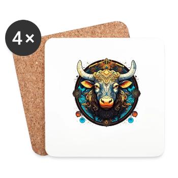 Embrassez votre identité de Taureau: Fierté du Taureau - Dessous de verre (lot de 4) - blanc - Devant