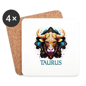 Portez votre signe du zodiaque astrologique avec fierté: Taureau - Dessous de verre (lot de 4) - blanc - Devant