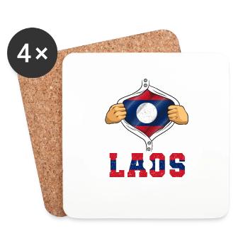 Laos Lao Laotian Flag Elephant Lao I Gift - Coasters (set of 4) - white - Front
