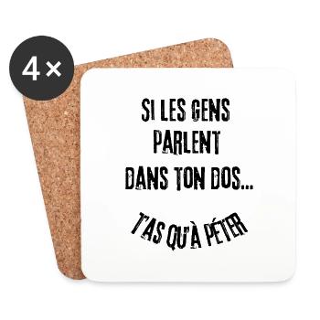 t-shirt humoristique, cadeau homme, femme, humour - Dessous de verre (lot de 4) - blanc - Devant
