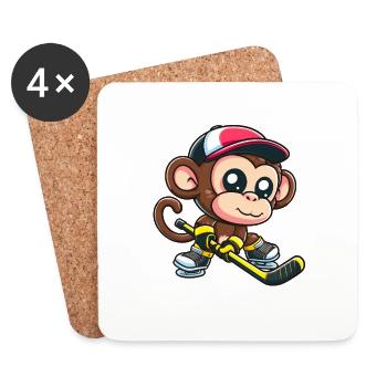 Chimpanzee in Ice Hockey Jersey: An Unusual - Coasters (set of 4) - white - Front