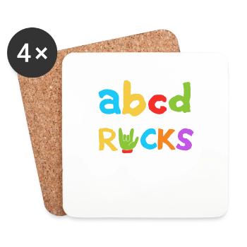 ABCD Second Grade Rocks 100e jour d’école Deuxième - Dessous de verre (lot de 4) - blanc - Devant