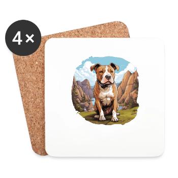 Hund American Staffordshire - Untersetzer (4er-Set) - Weiß - Vorne