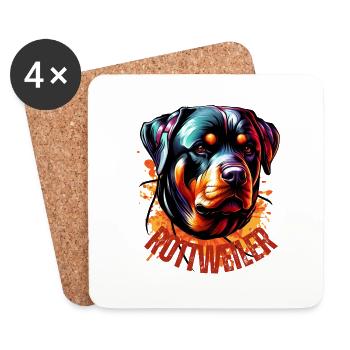 Rottweiler Graffiti Braun - Untersetzer (4er-Set) - Weiß - Vorne