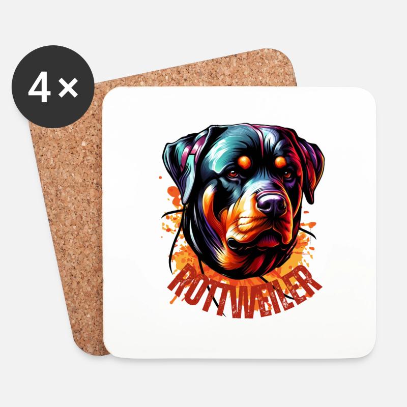 Rottweiler Graffiti Braun - Untersetzer (4er-Set) - Weiß