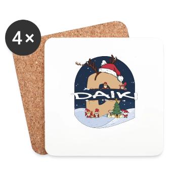 Nom Daiki génial w Santa Hat dans le thème de Noël - Dessous de verre (lot de 4) - blanc - Devant