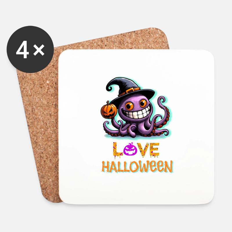 Ich liebe Halloween - Untersetzer (4er-Set) - Weiß