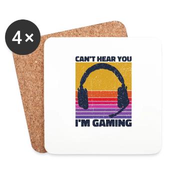 Can't Hear You Im Gaming - Cooles Gaming Design - Untersetzer (4er-Set) - Weiß - Vorne