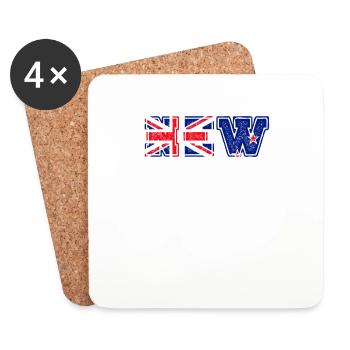 New Zealand Flagge Schriftzug Männer Frauen - Untersetzer (4er-Set) - Weiß - Vorne