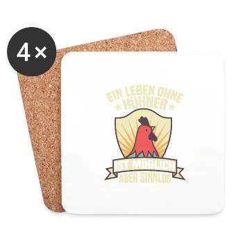 Ein Leben ohne Hühner Huhn Hennen Bauernhof - Untersetzer (4er-Set) - Weiß - Vorne