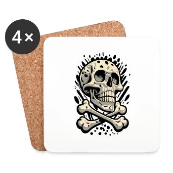 Totenkopf Skull And Bones Totenschädel - Untersetzer (4er-Set) - Weiß - Vorne
