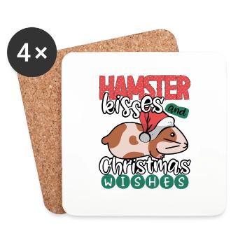 Hamster blanc et vœux de Noël - Dessous de verre (lot de 4) - blanc - Devant
