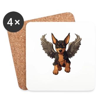 Doberman Angel Puppy Design - Dessous de verre (lot de 4) - blanc - Devant
