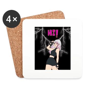 Anime Girl HI Designer T-Shirt - Untersetzer (4er-Set) - Weiß - Vorne