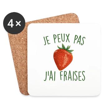 Je peux pas j'ai fraises - Dessous de verre (lot de 4) - blanc - Devant