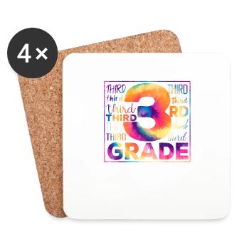 Tie Dye 3. Klasse Drittes Typografie-Team Schüler - Untersetzer (4er-Set) - Weiß - Vorne